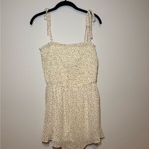 Cream Polka Dot Romper - Almost Pink